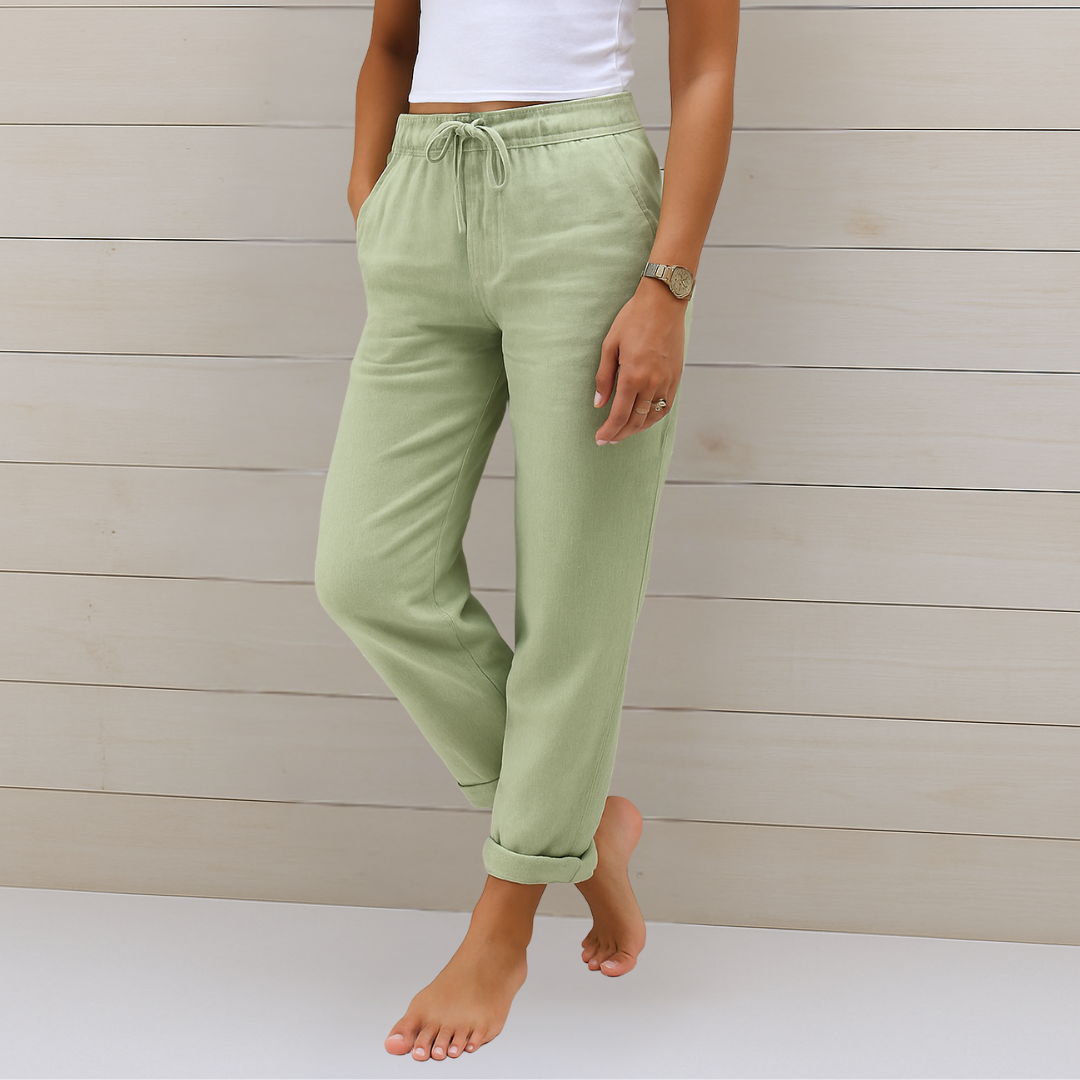 Zarita | Linen Trousers with Elastic Finish