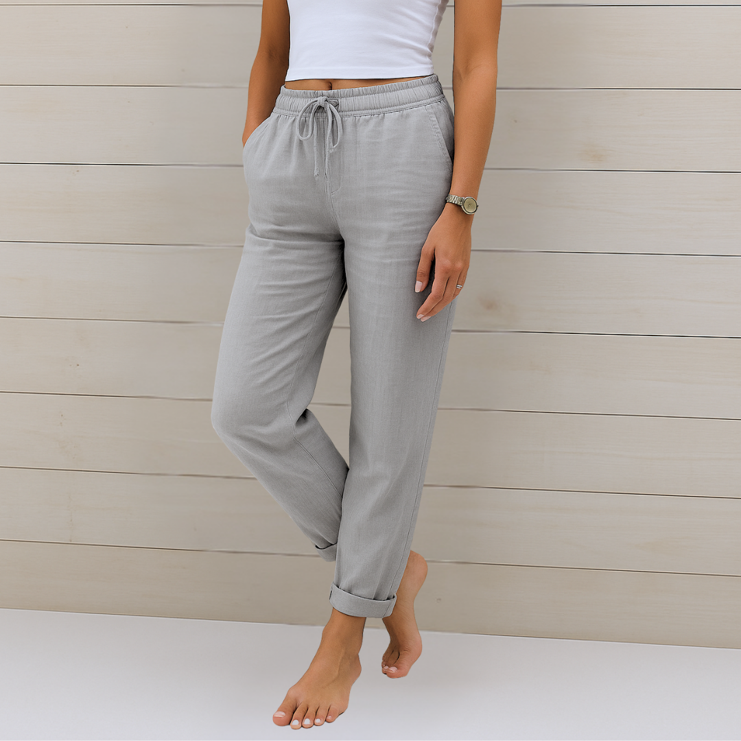 Zarita | Linen Trousers with Elastic Finish