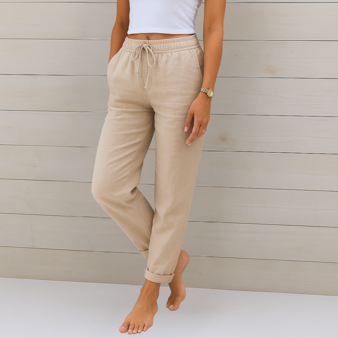 Zarita | Linen Trousers with Elastic Finish