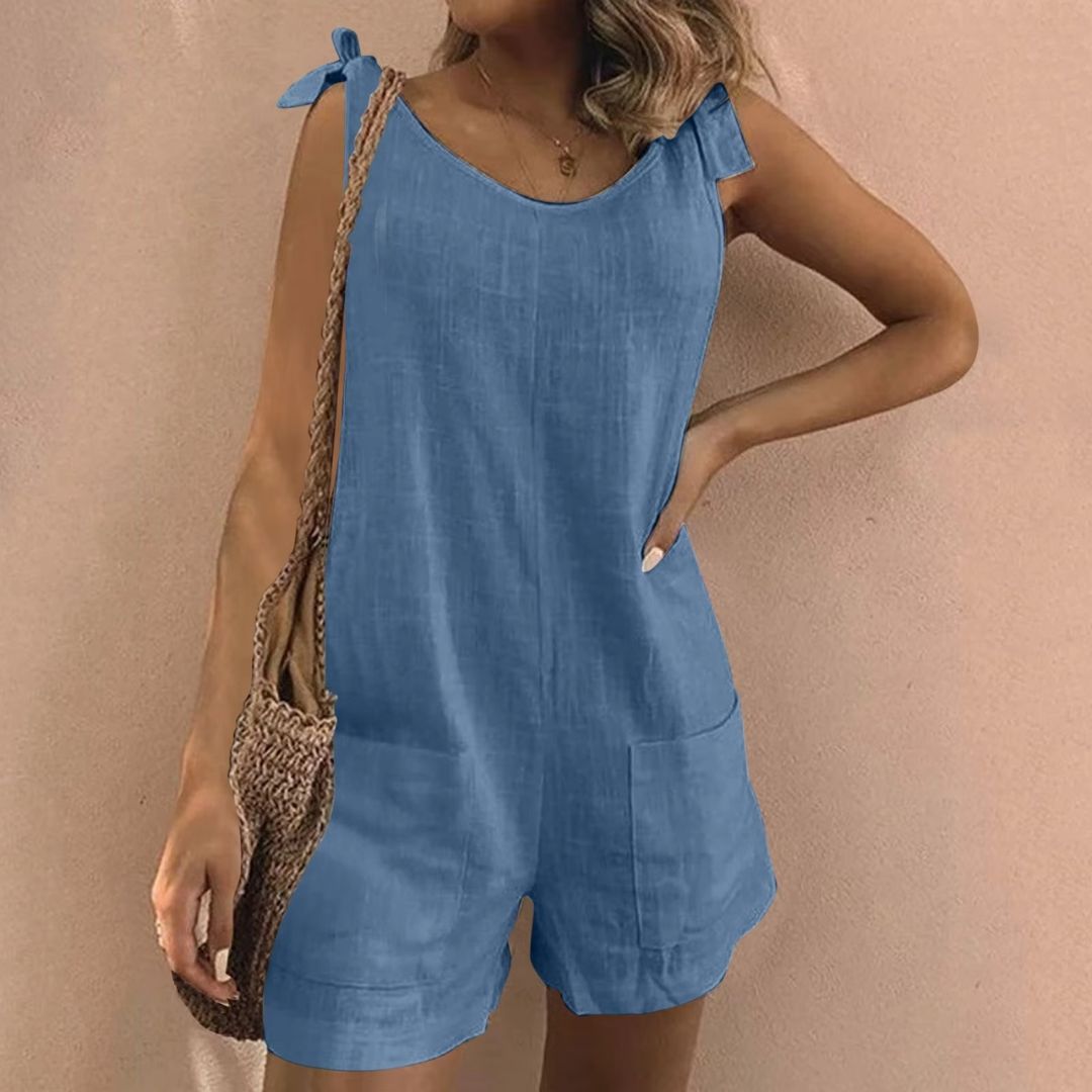 Emma - Sleeveless Cotton Linen Playsuit