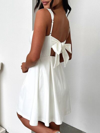 Explore More Collection - Devine Bow Back Square Neck Mini Dress