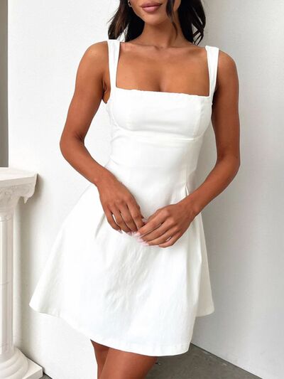 Explore More Collection - Devine Bow Back Square Neck Mini Dress