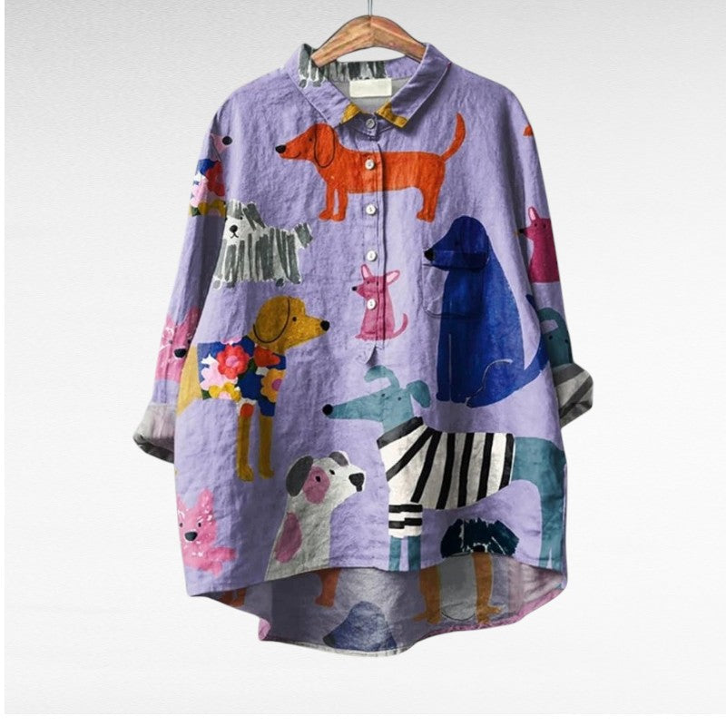 Lila Jane | Exclusive Women's Blouse with Dog Pattern