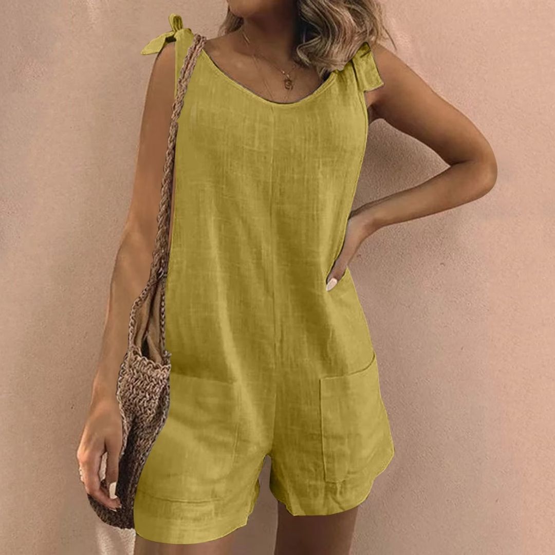 Emma - Sleeveless Cotton Linen Playsuit