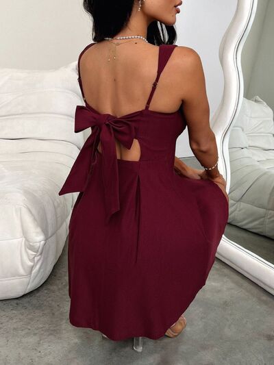 Explore More Collection - Devine Bow Back Square Neck Mini Dress