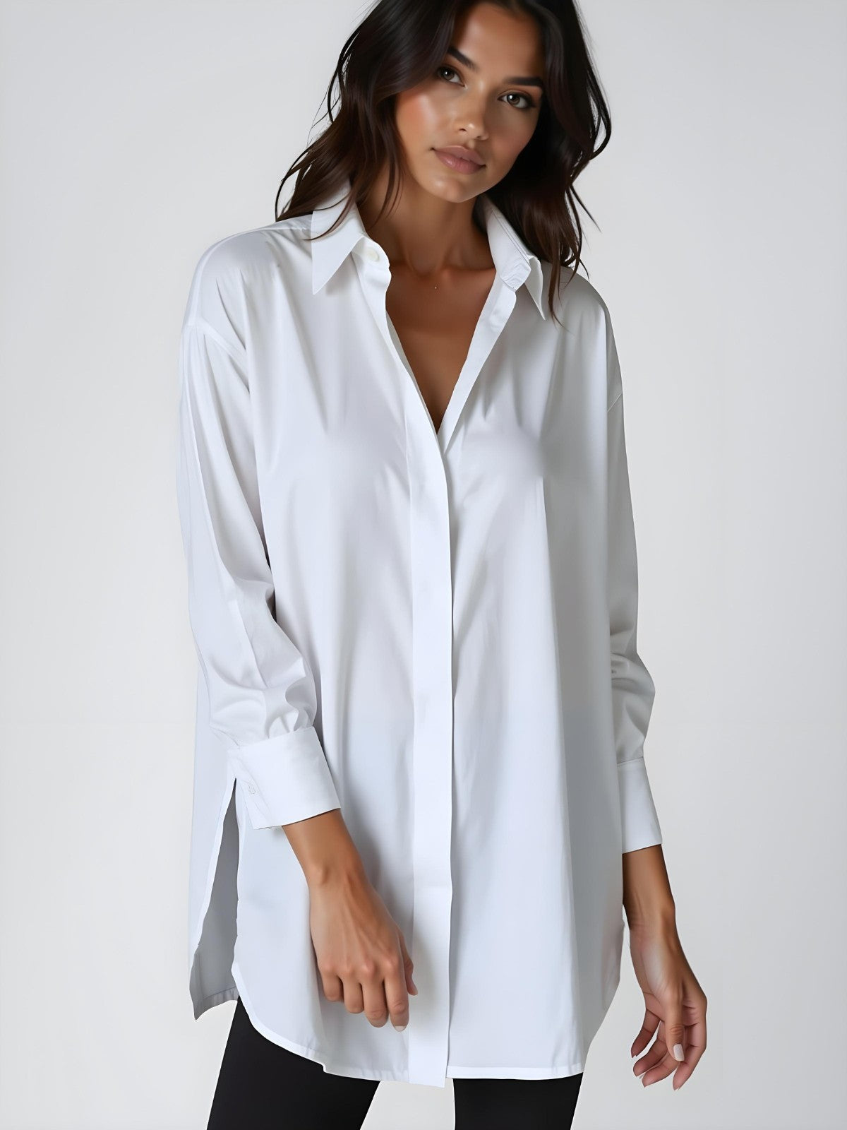 Zavirea™ | Oversized Lapel Button Shirt Dress