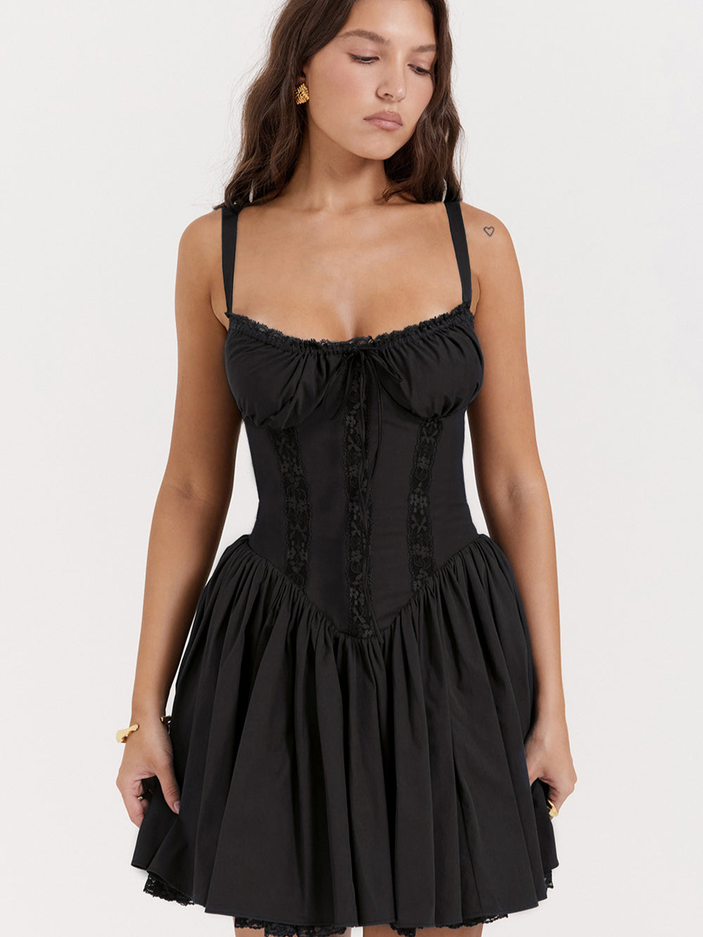 Women's Retro Strappy Corset Floral Mini Dress