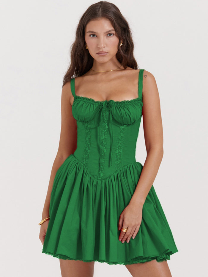 Women's Retro Strappy Corset Floral Mini Dress