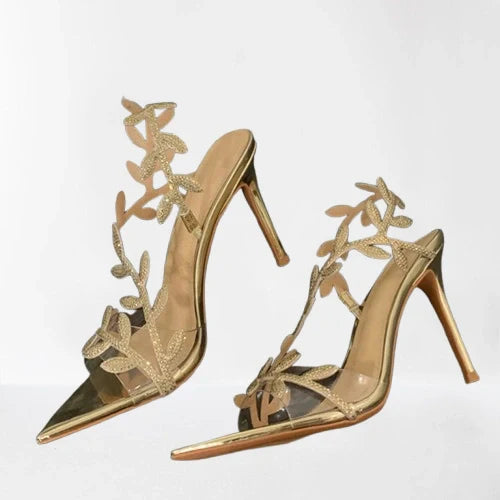 Zavirea Rhinestone Leaf Sandals
