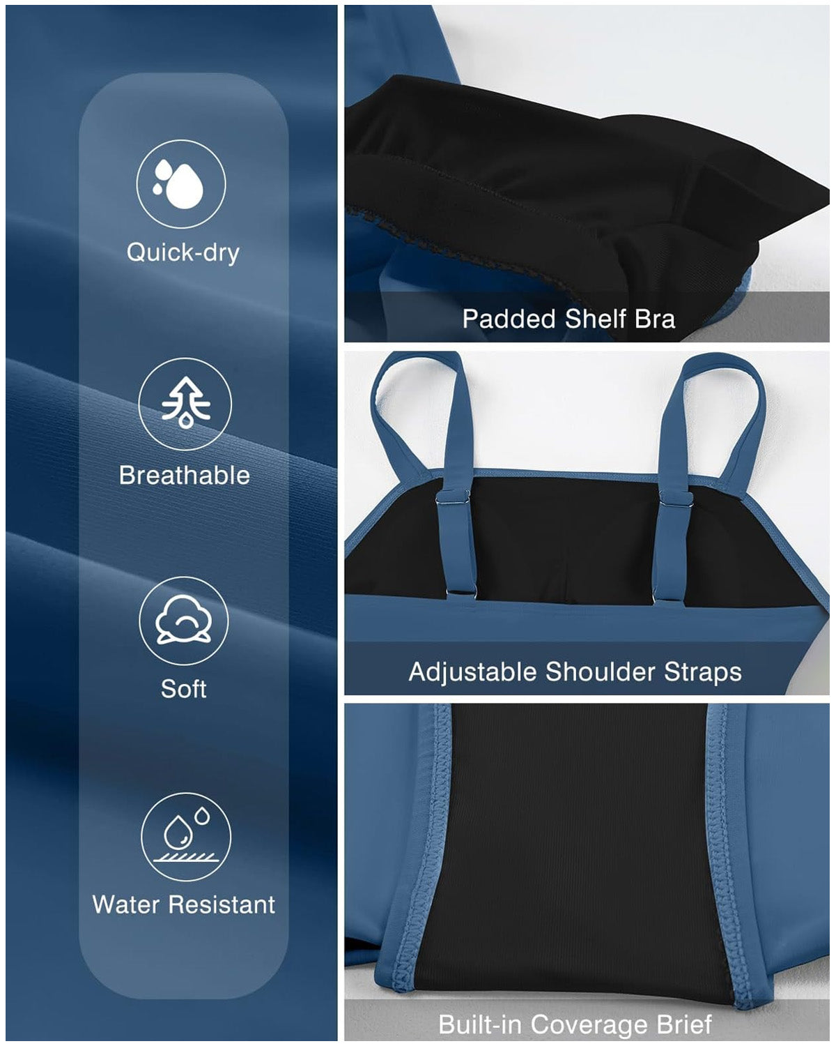 ZAVIREA® Cover Square Tankini Set