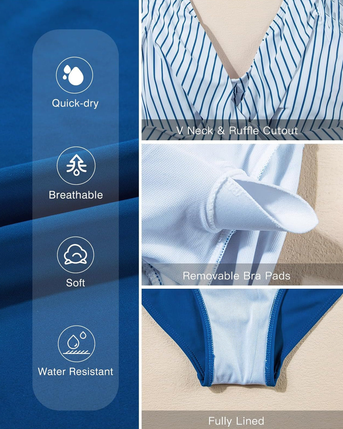 ZAVIREA® Ruffle & Reveal Modest Swimsuit