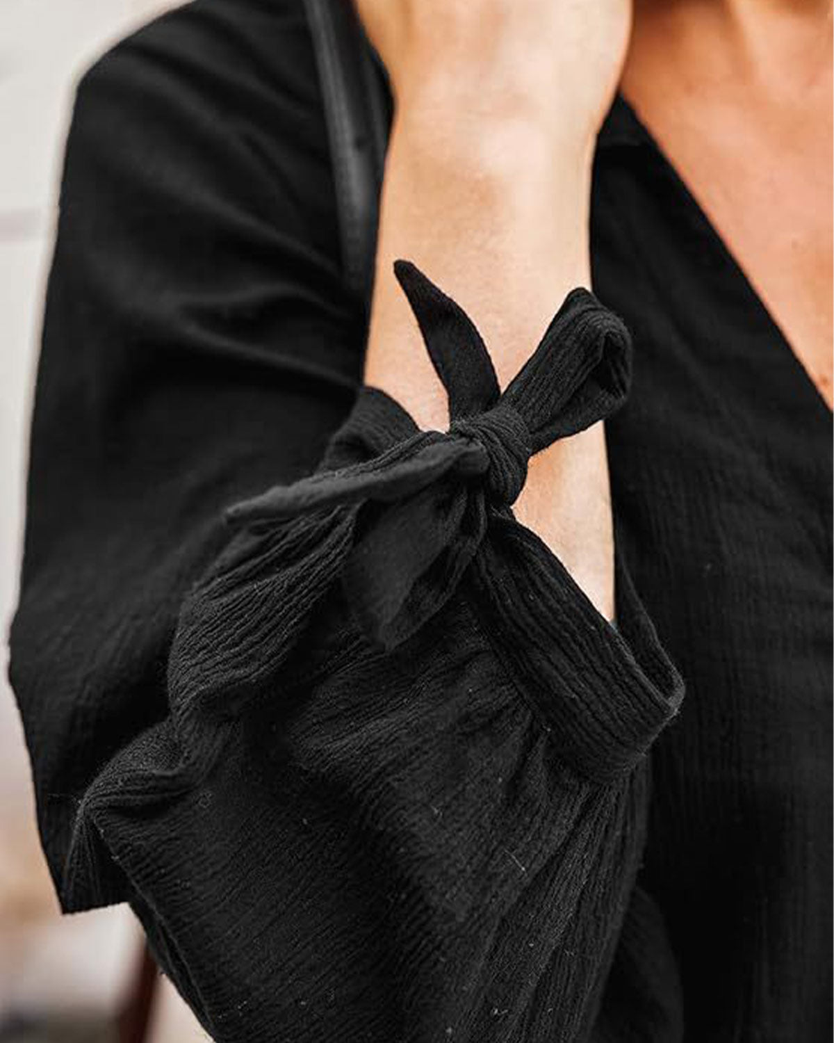 ZAVIREA® Seersucker Tie Cuff Cover-Up Dress