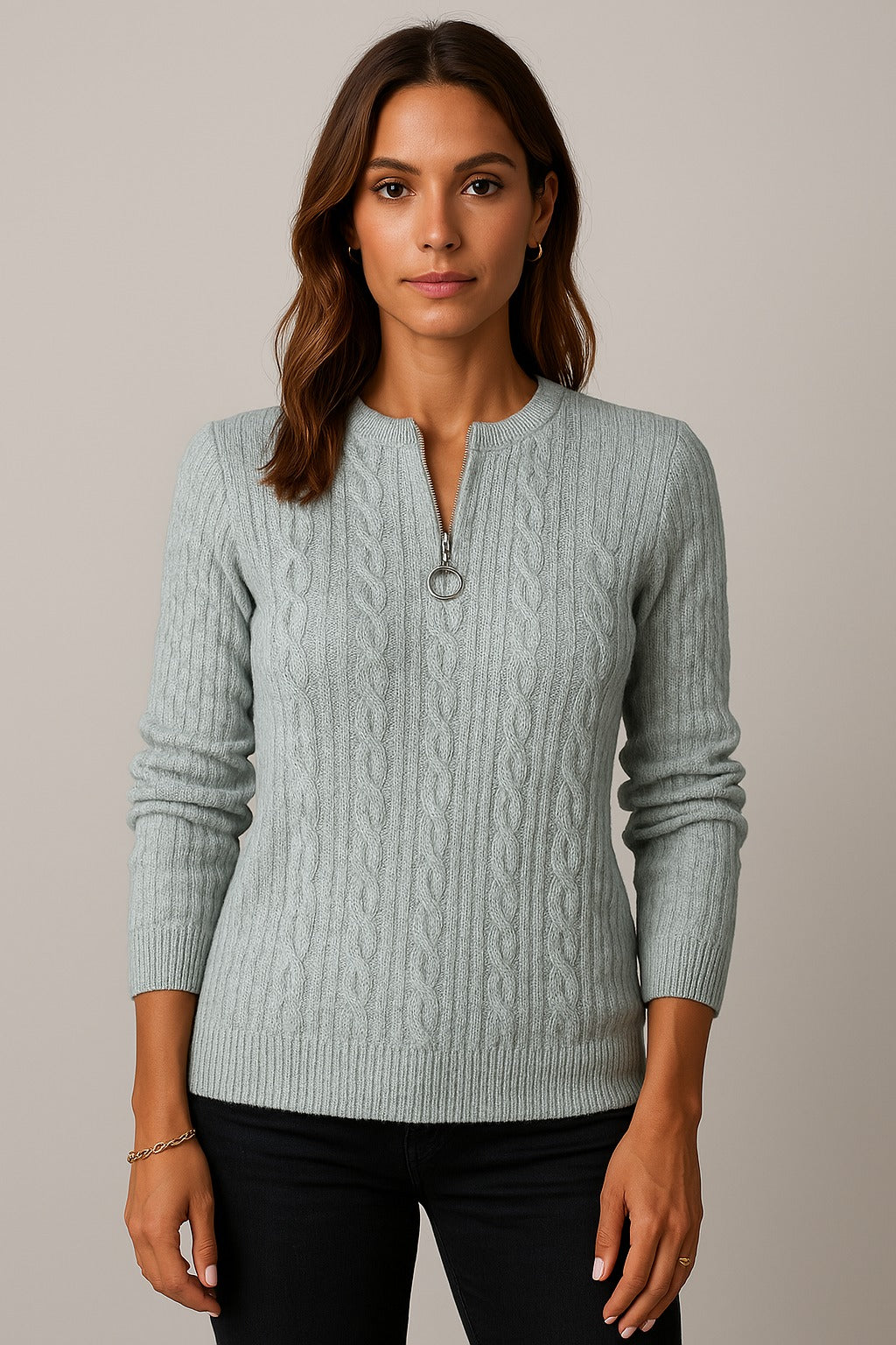 Sophie | Elegant knitted jumper with zip