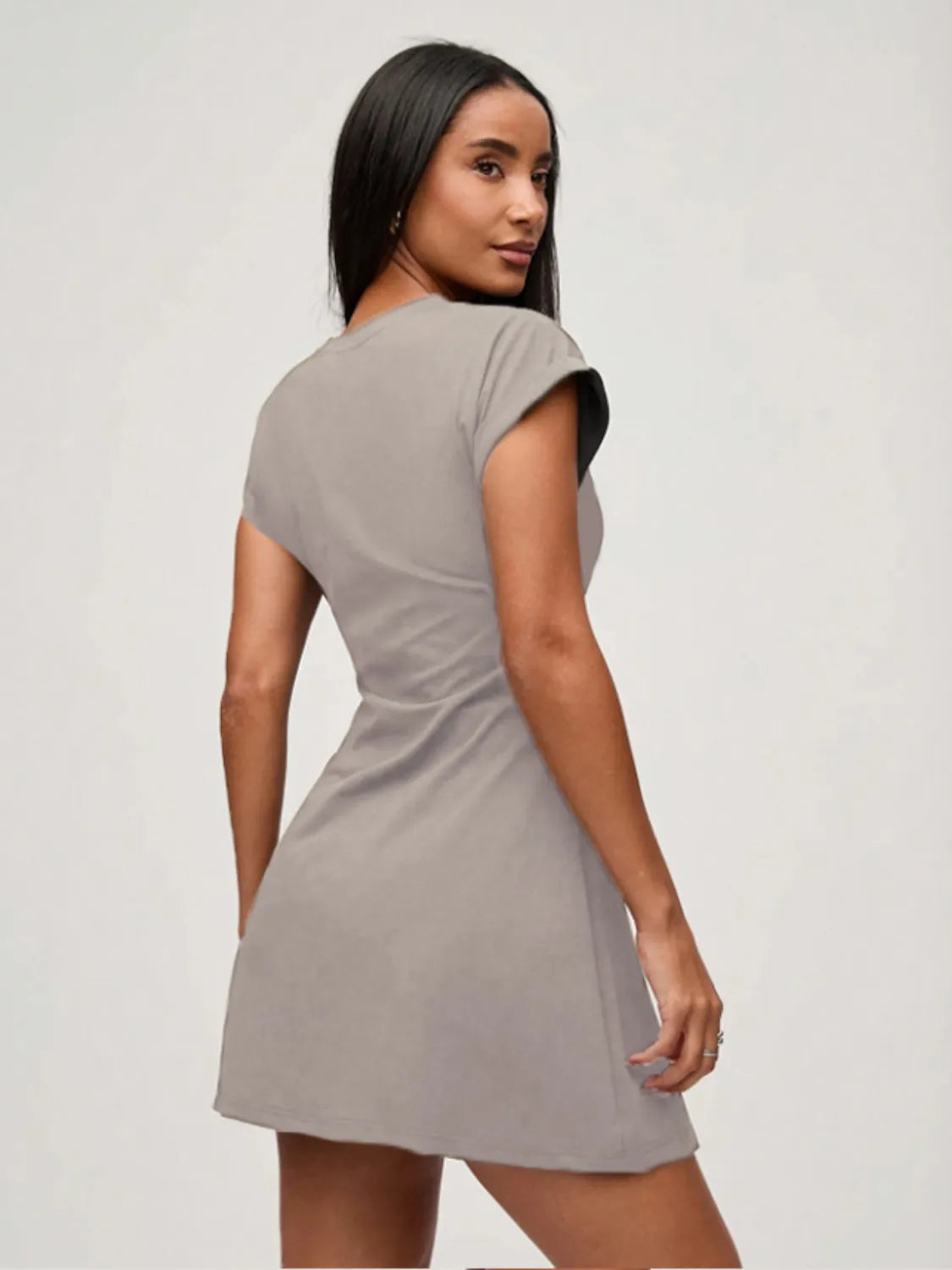 Round Neck Short Sleeve Mini Tee Dress