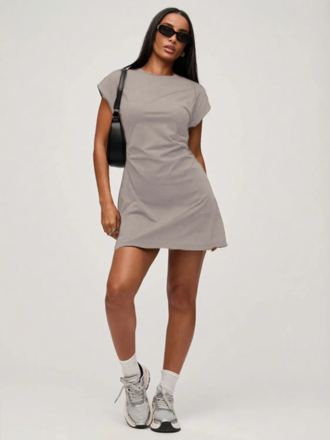 Round Neck Short Sleeve Mini Tee Dress