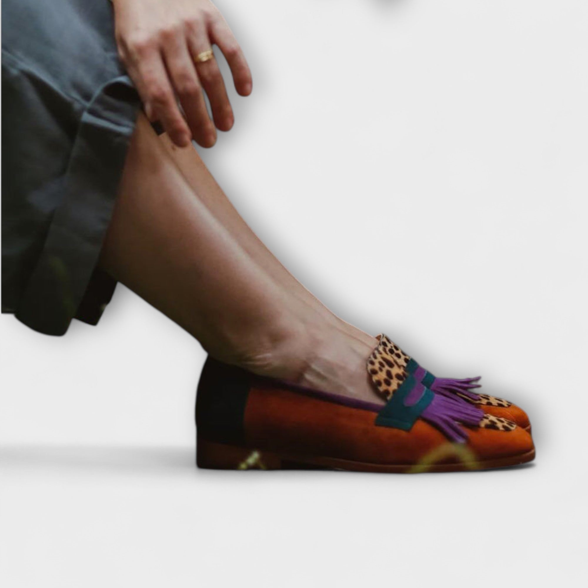 Sienna – Brown Loafers with Leopard Print