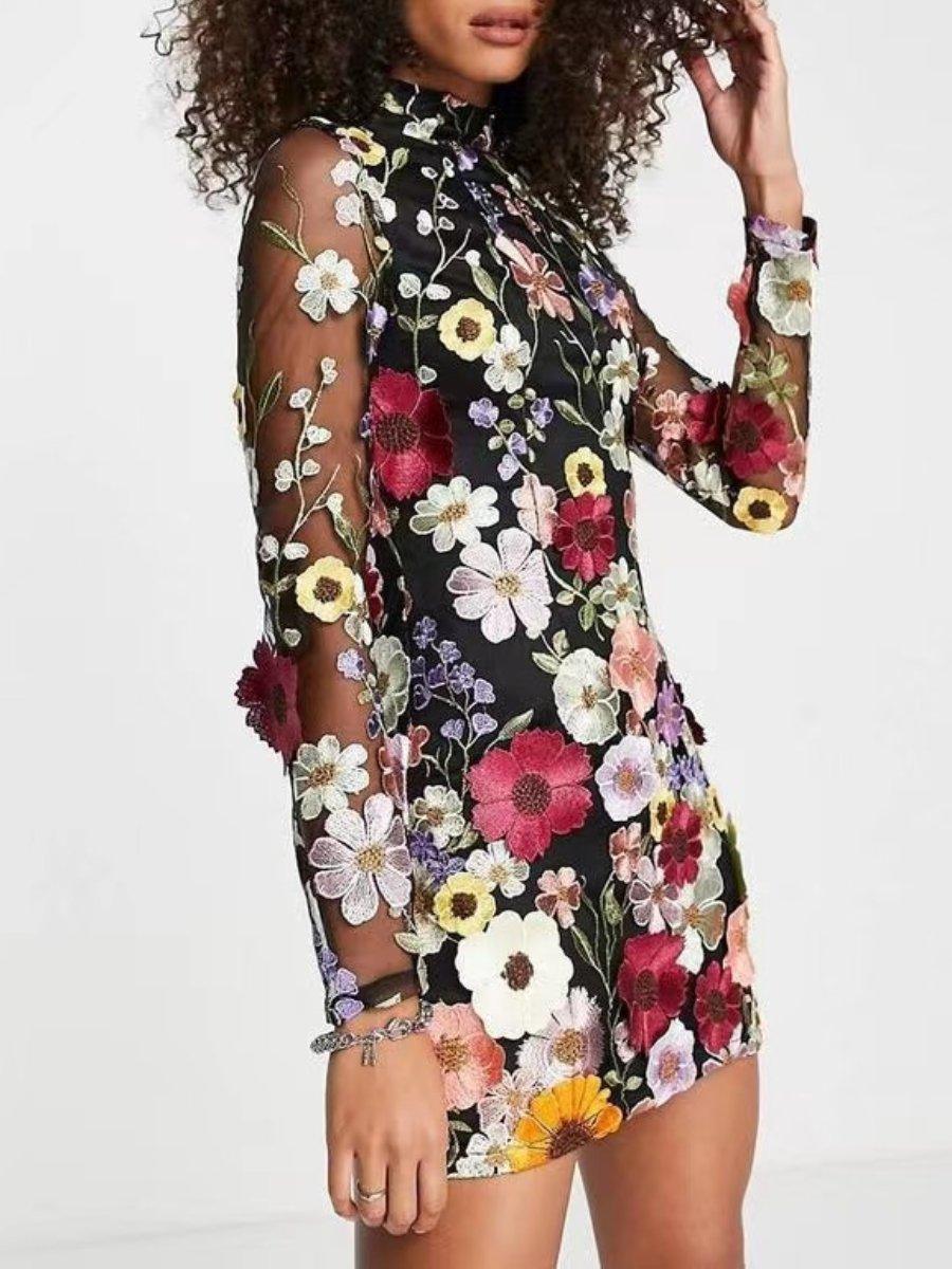 Women's 3D Floral Dress Sustainable Fabric All-Season