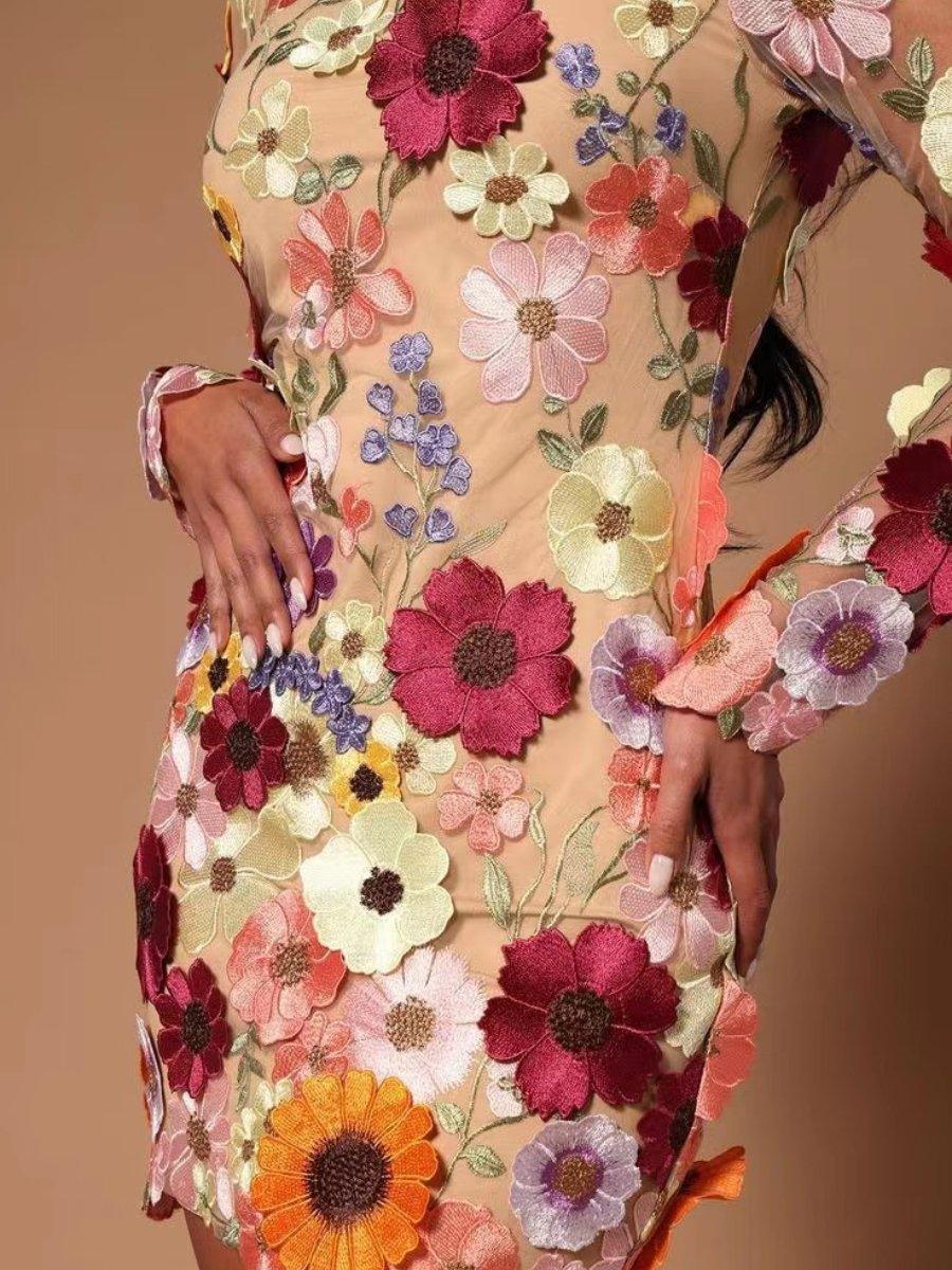 Women's 3D Floral Dress Sustainable Fabric All-Season