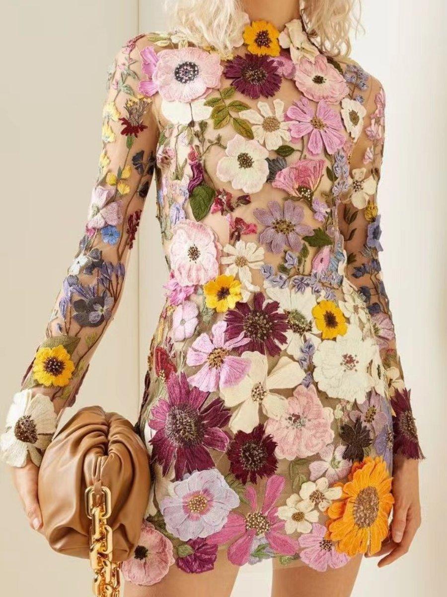 Women's 3D Floral Dress Sustainable Fabric All-Season