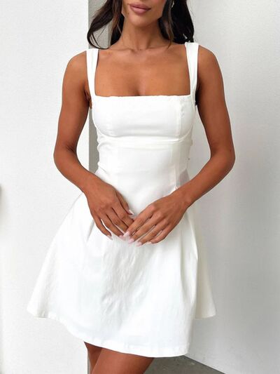 Explore More Collection - Devine Bow Back Square Neck Mini Dress