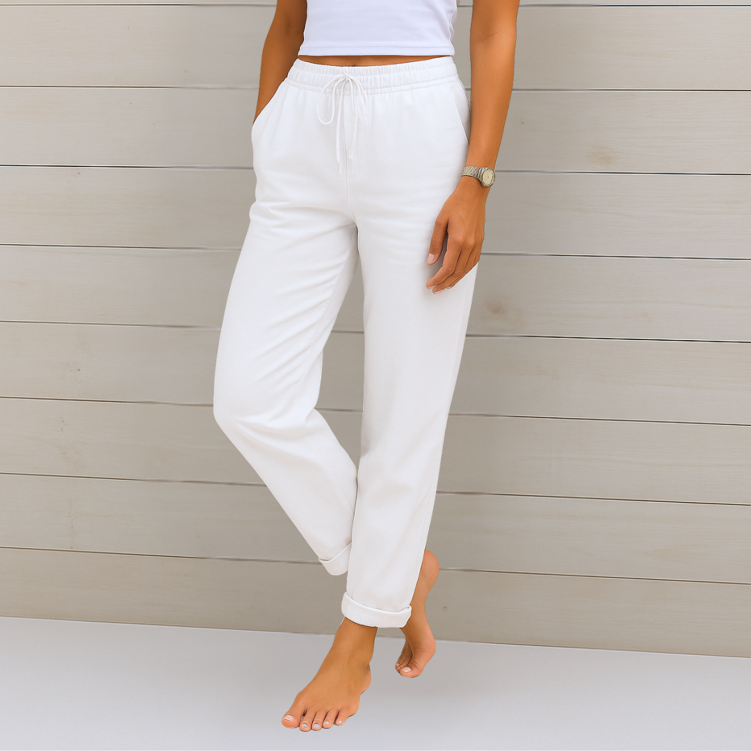 Zarita | Linen Trousers with Elastic Finish
