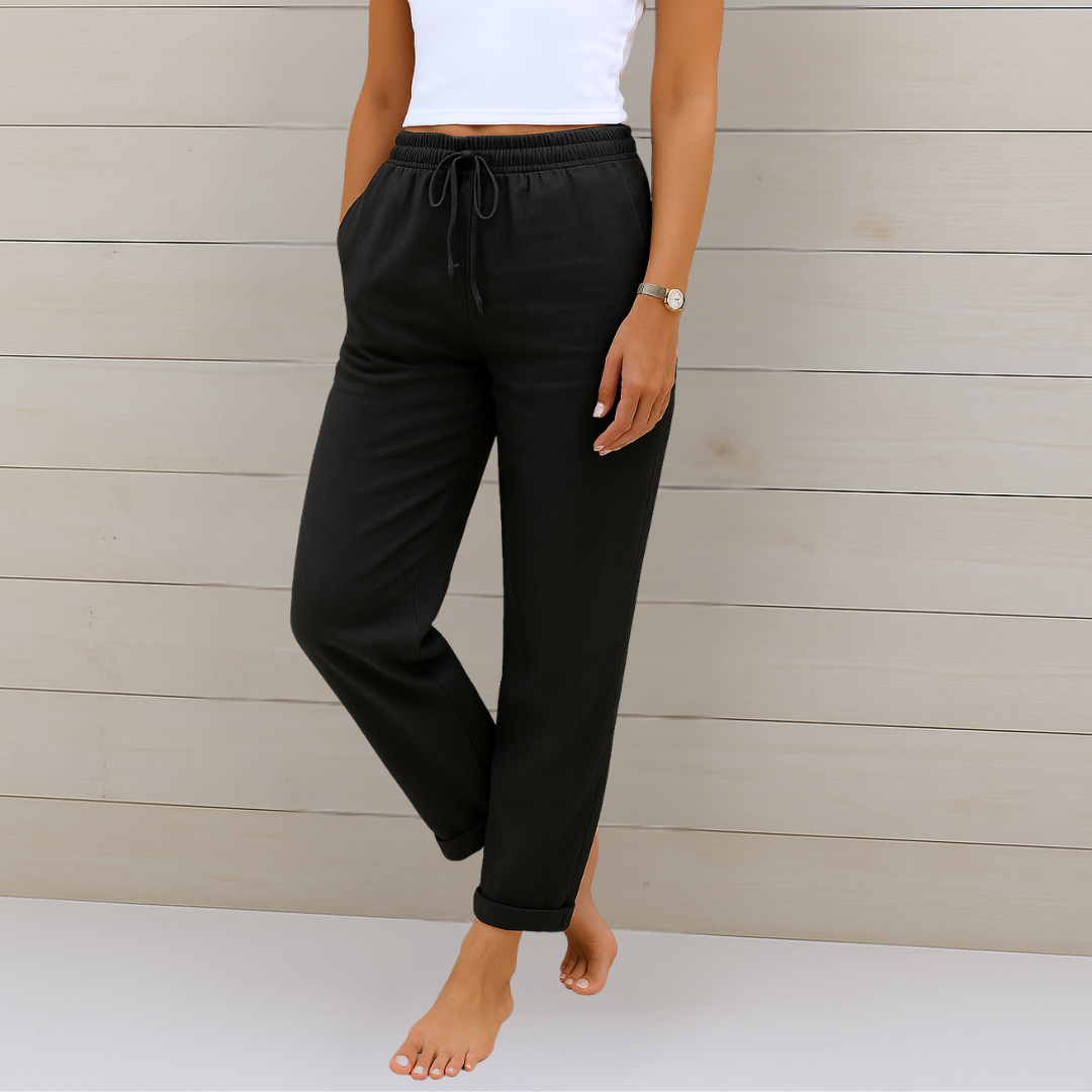 Zarita | Linen Trousers with Elastic Finish
