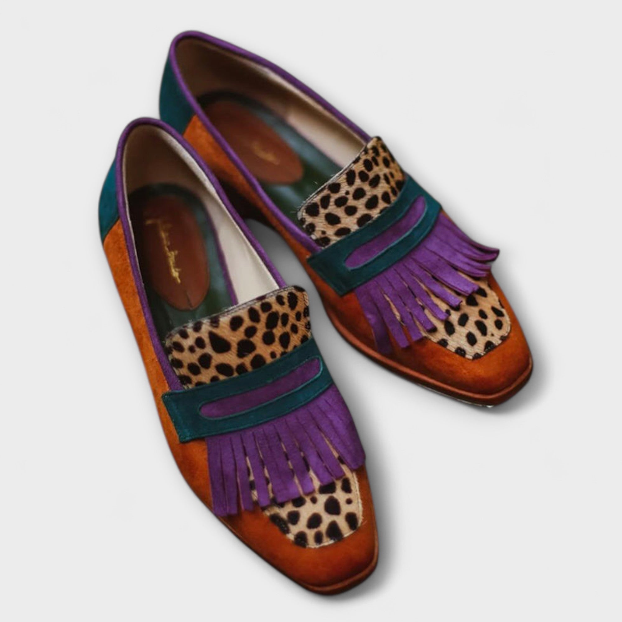 Sienna – Brown Loafers with Leopard Print