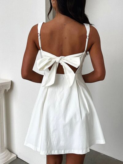 Explore More Collection - Devine Bow Back Square Neck Mini Dress