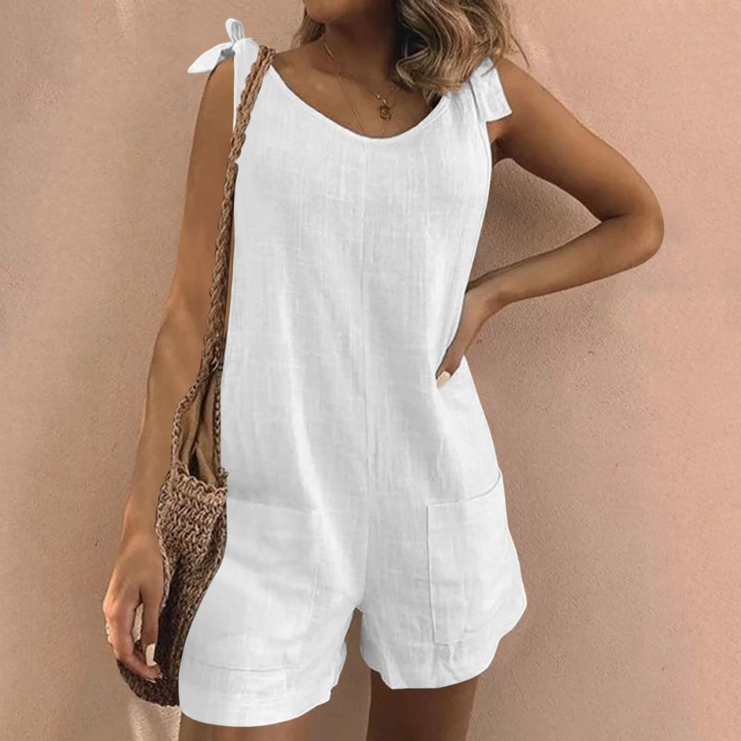 Emma - Sleeveless Cotton Linen Playsuit