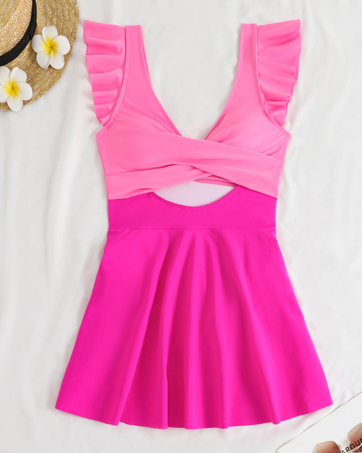 ZAVIREA® Ruffle & Reveal Modest Swimsuit