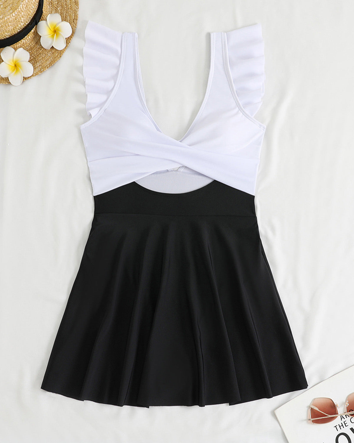 ZAVIREA® Ruffle & Reveal Modest Swimsuit