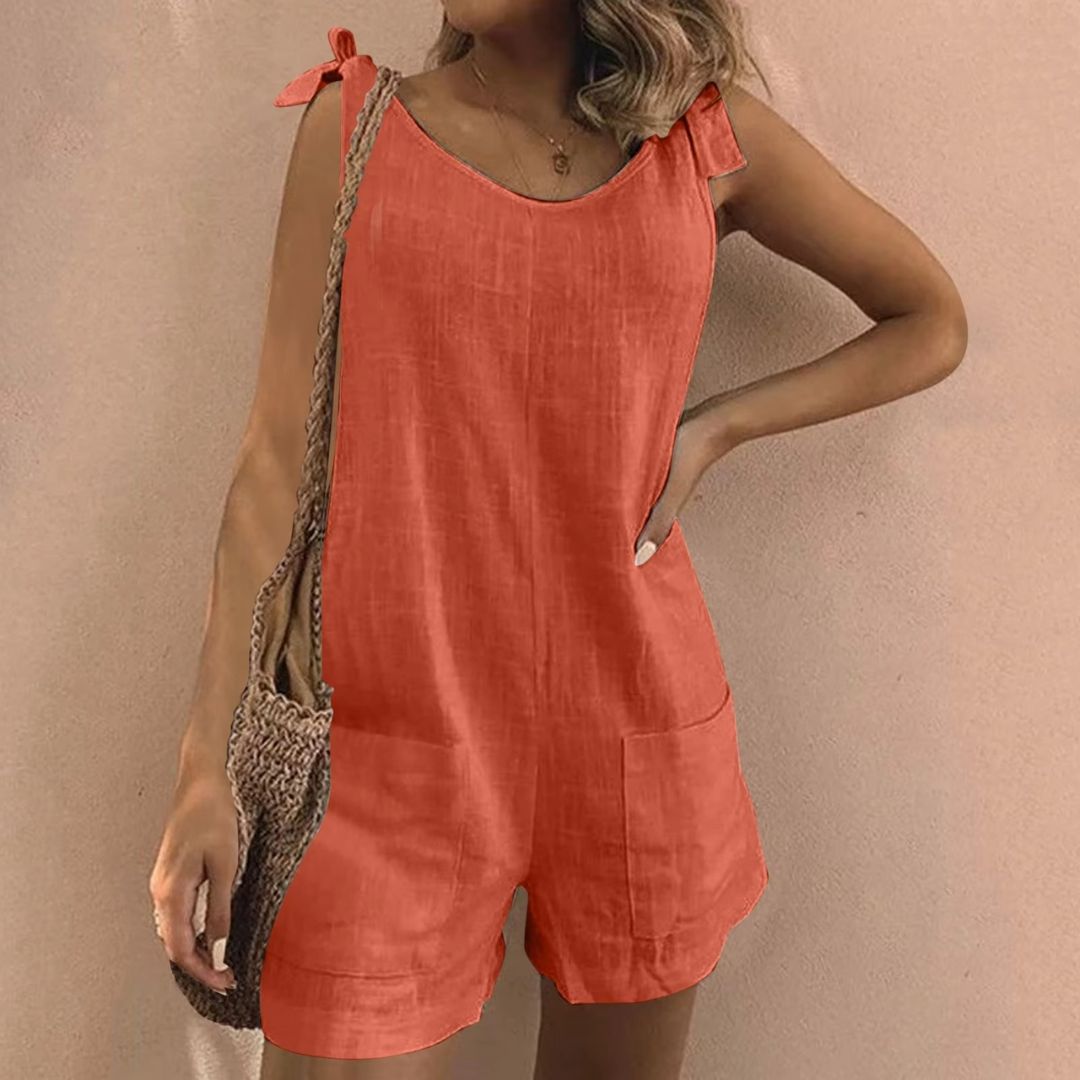 Emma - Sleeveless Cotton Linen Playsuit