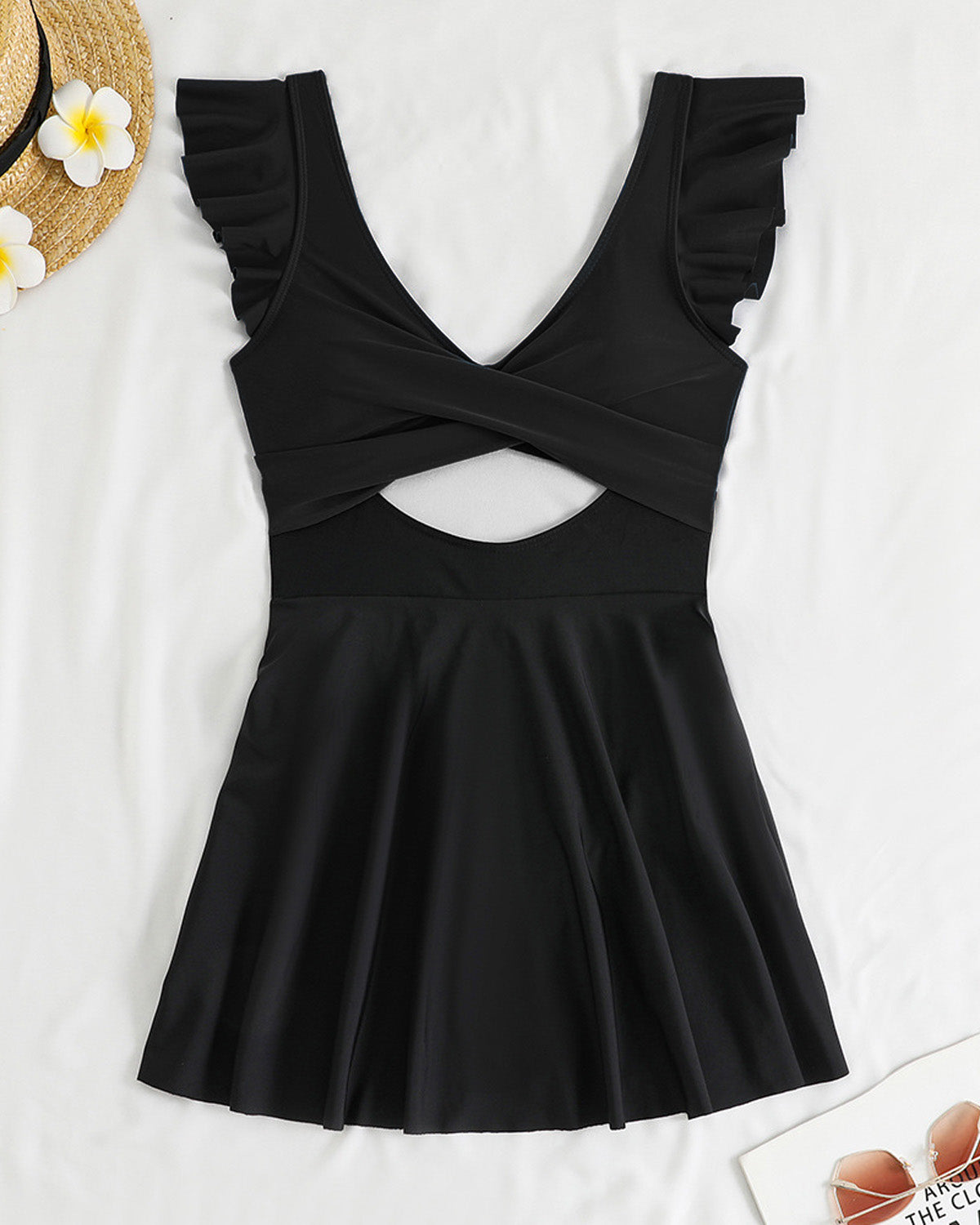 ZAVIREA® Ruffle & Reveal Modest Swimsuit