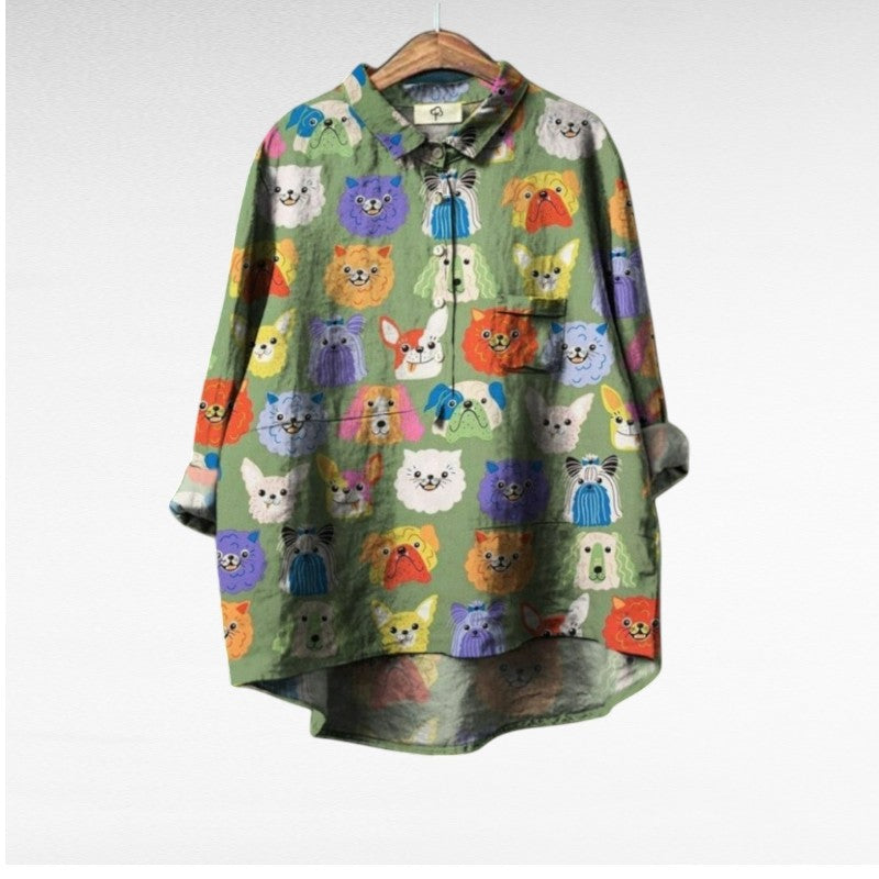 Lila Jane | Exclusive Women's Blouse with Dog Pattern