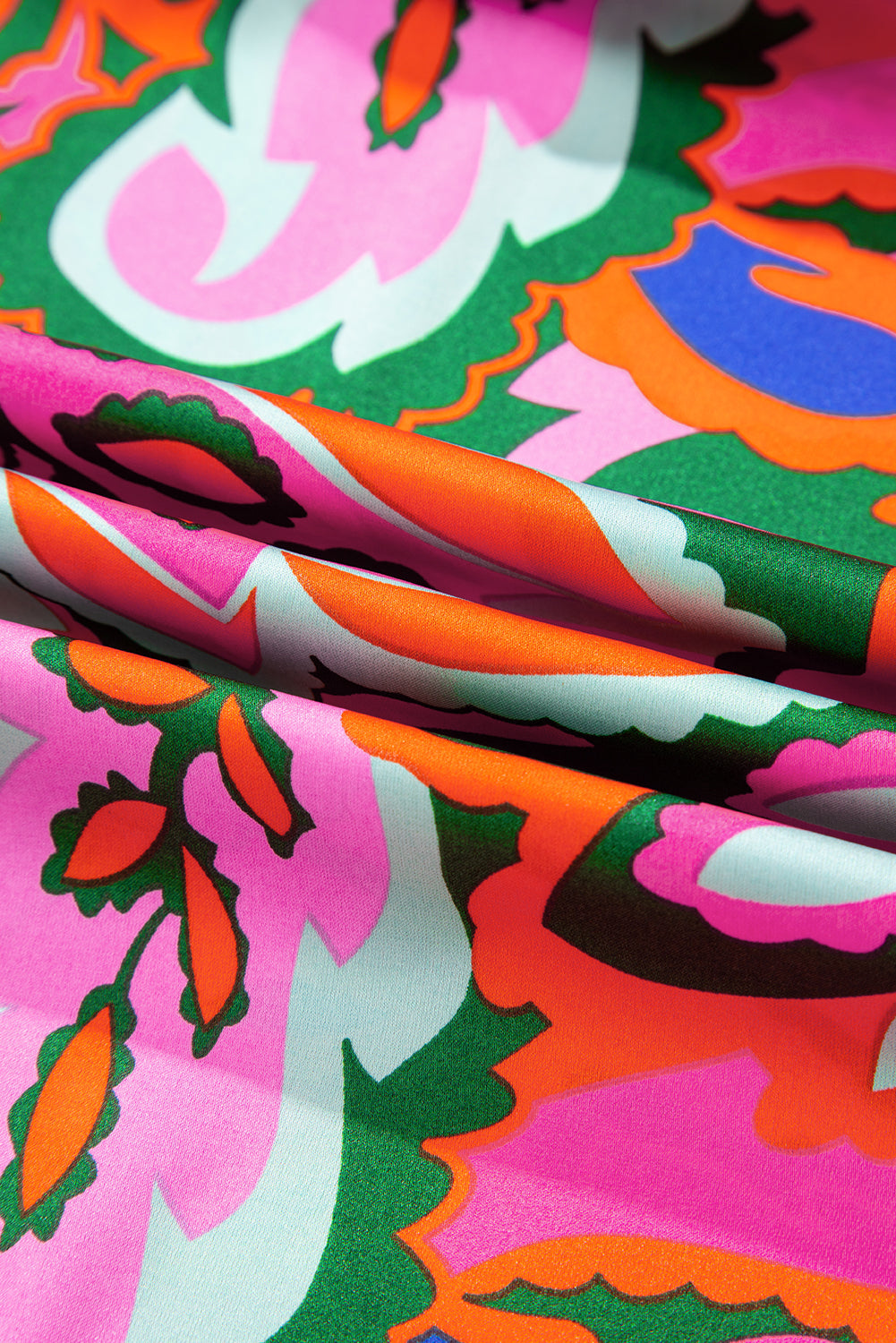 Rose Summer Plant Print Lace up V-Neck Short Sleeve Blouse