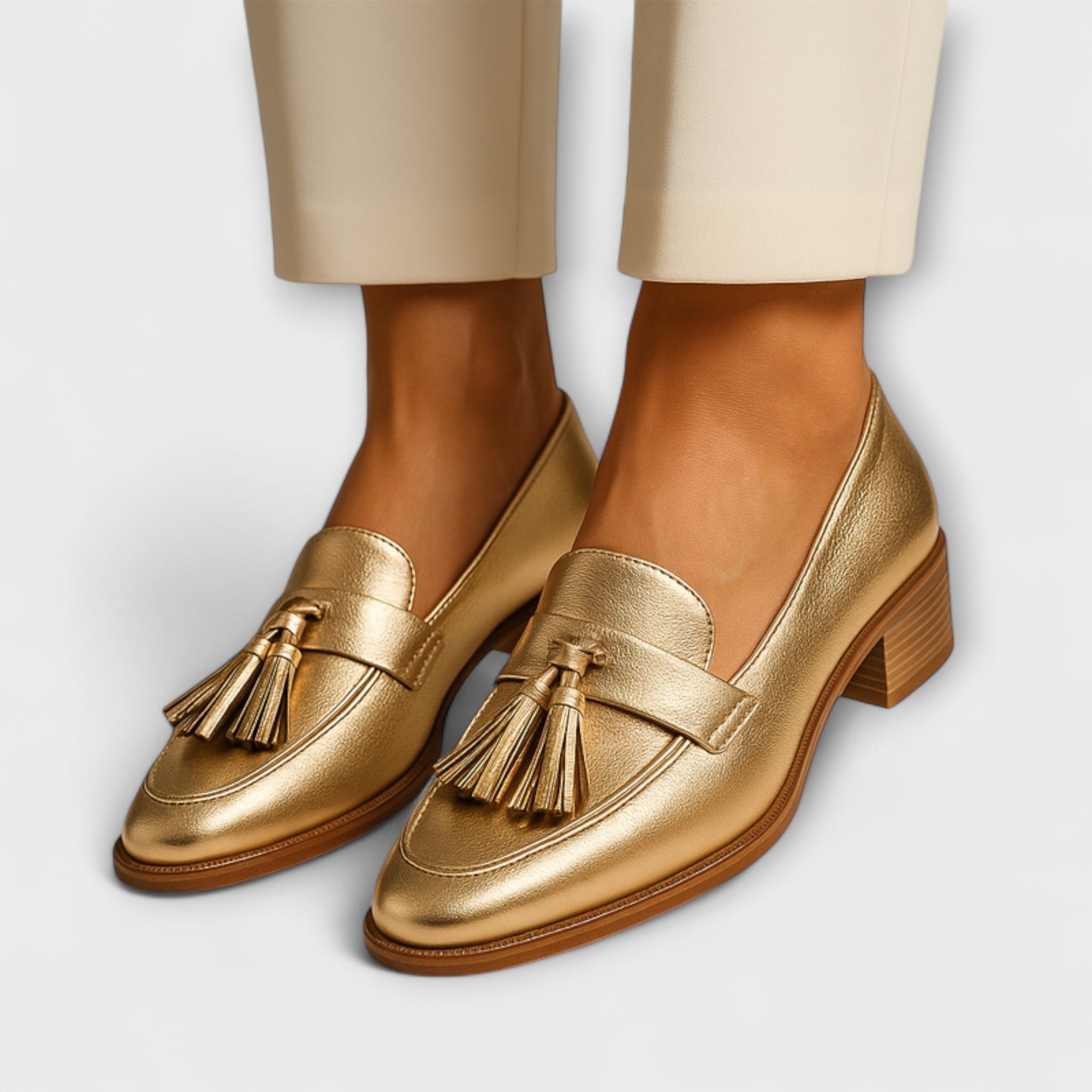 Luna - Gold Loafers