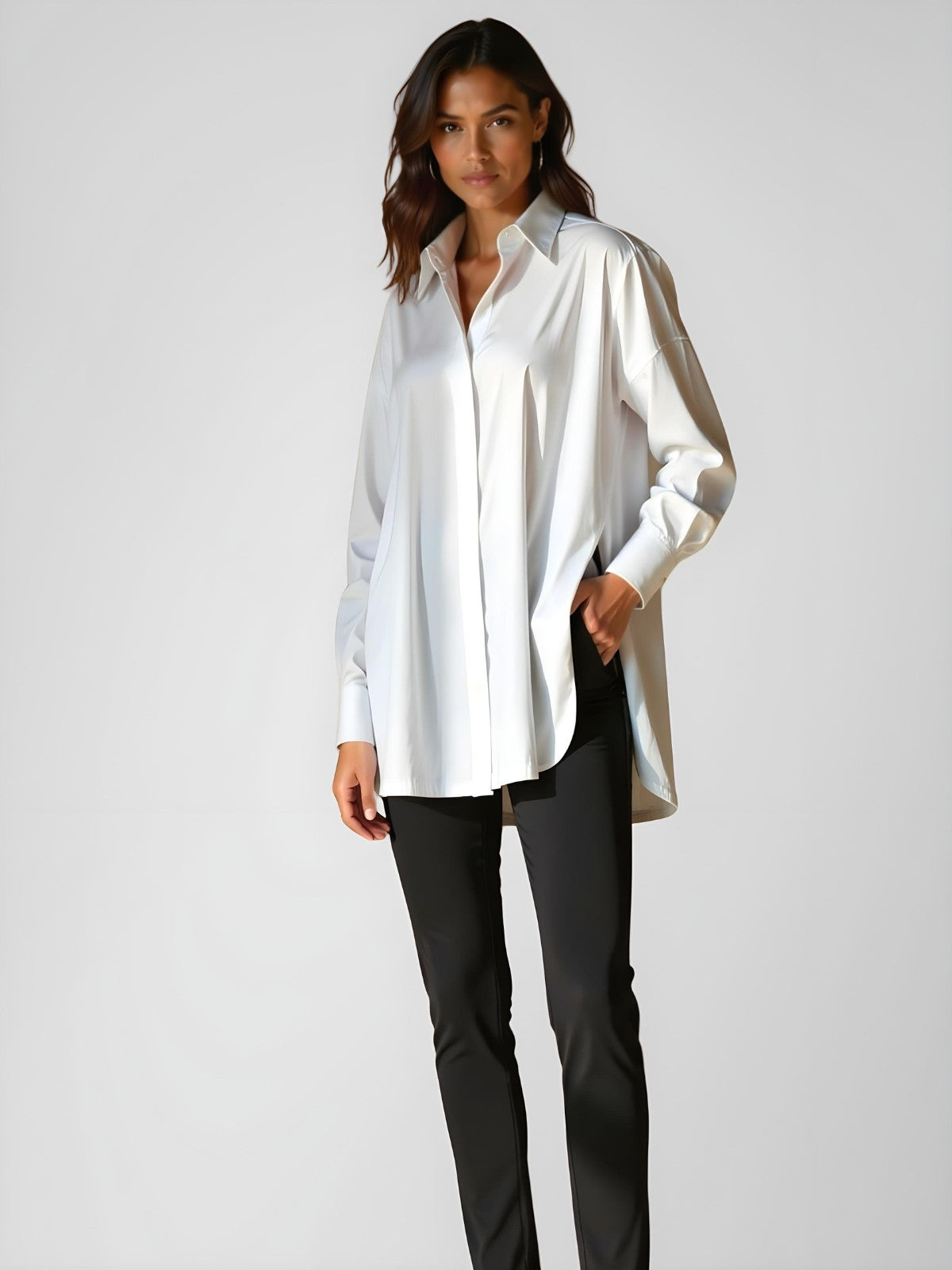 Zavirea™ | Oversized Lapel Button Shirt Dress