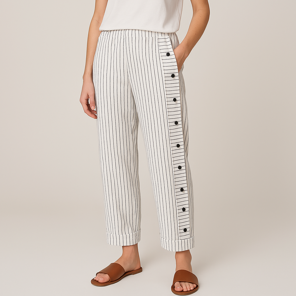 Liora™ | Striped Trousers with Buttons
