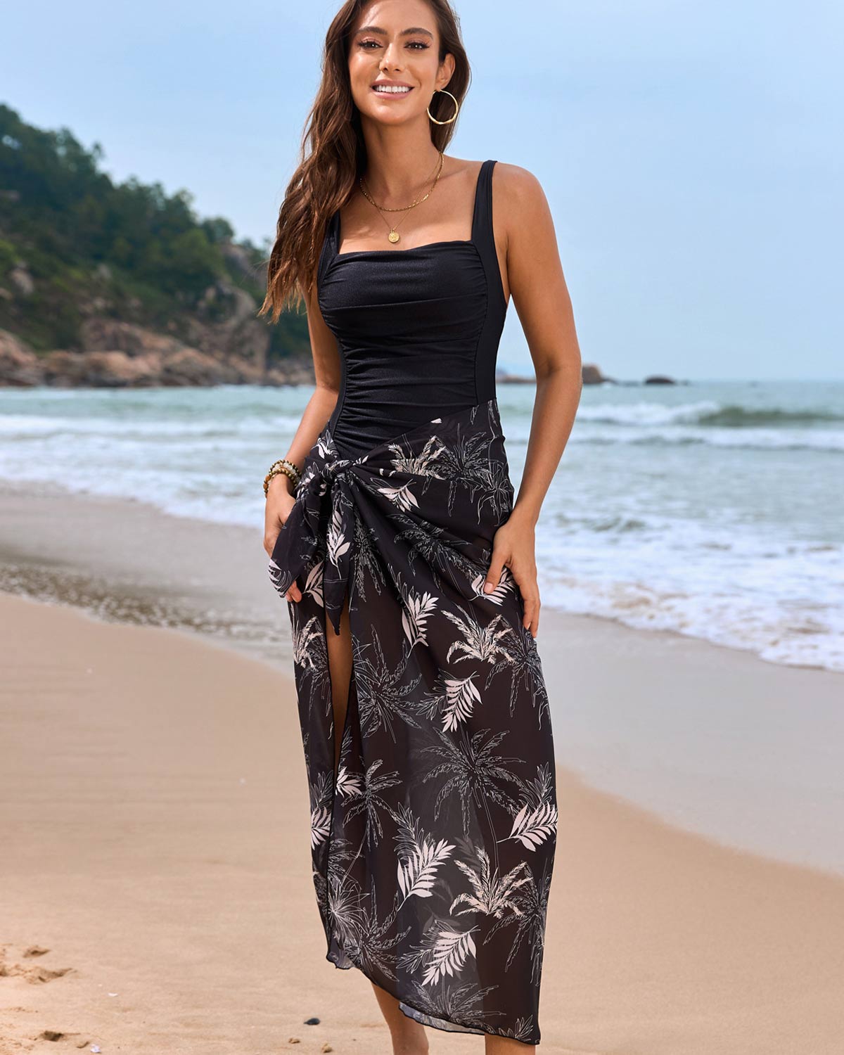 ZAVIREA® Floral Corset One-piece Swimsuit