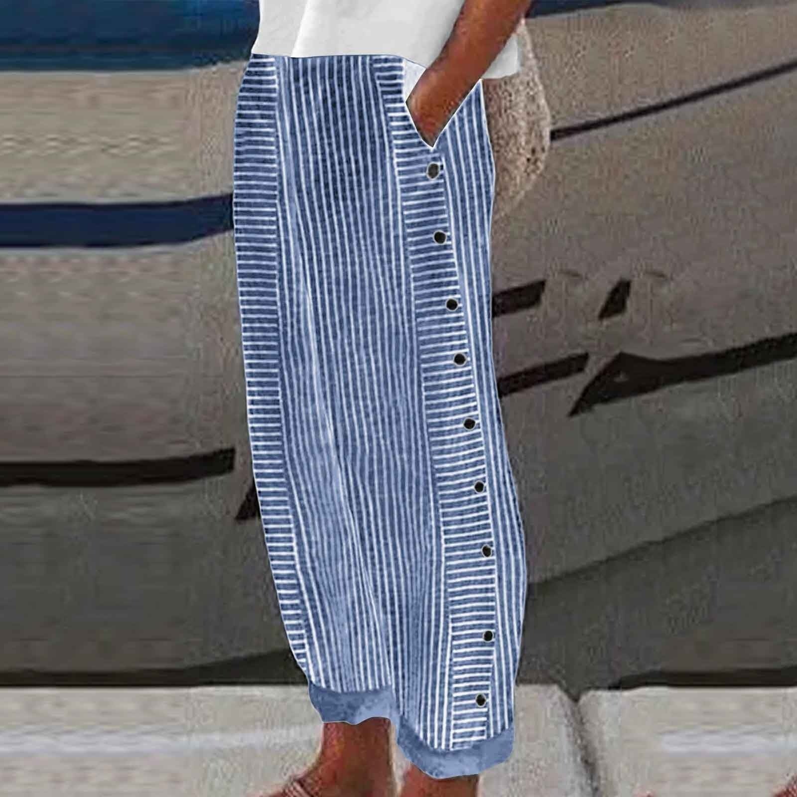 Liora™ | Striped Trousers with Buttons