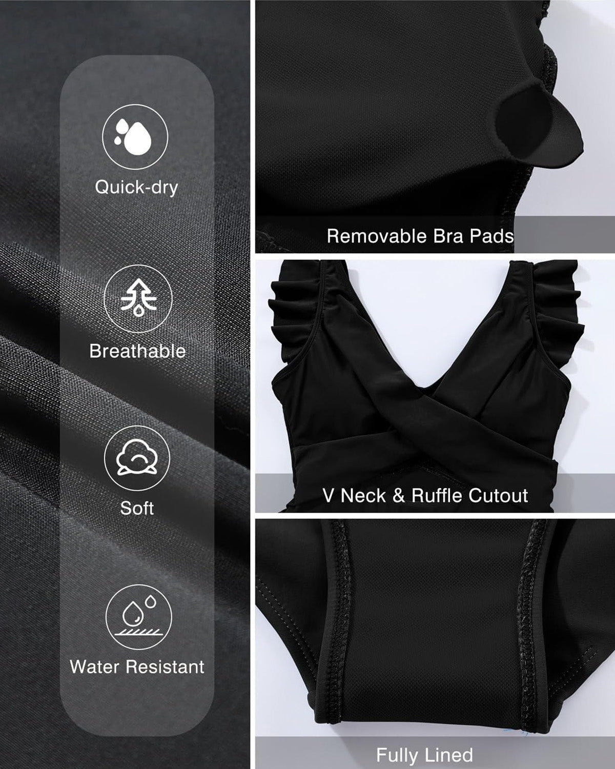 ZAVIREA® Ruffle & Reveal Modest Swimsuit