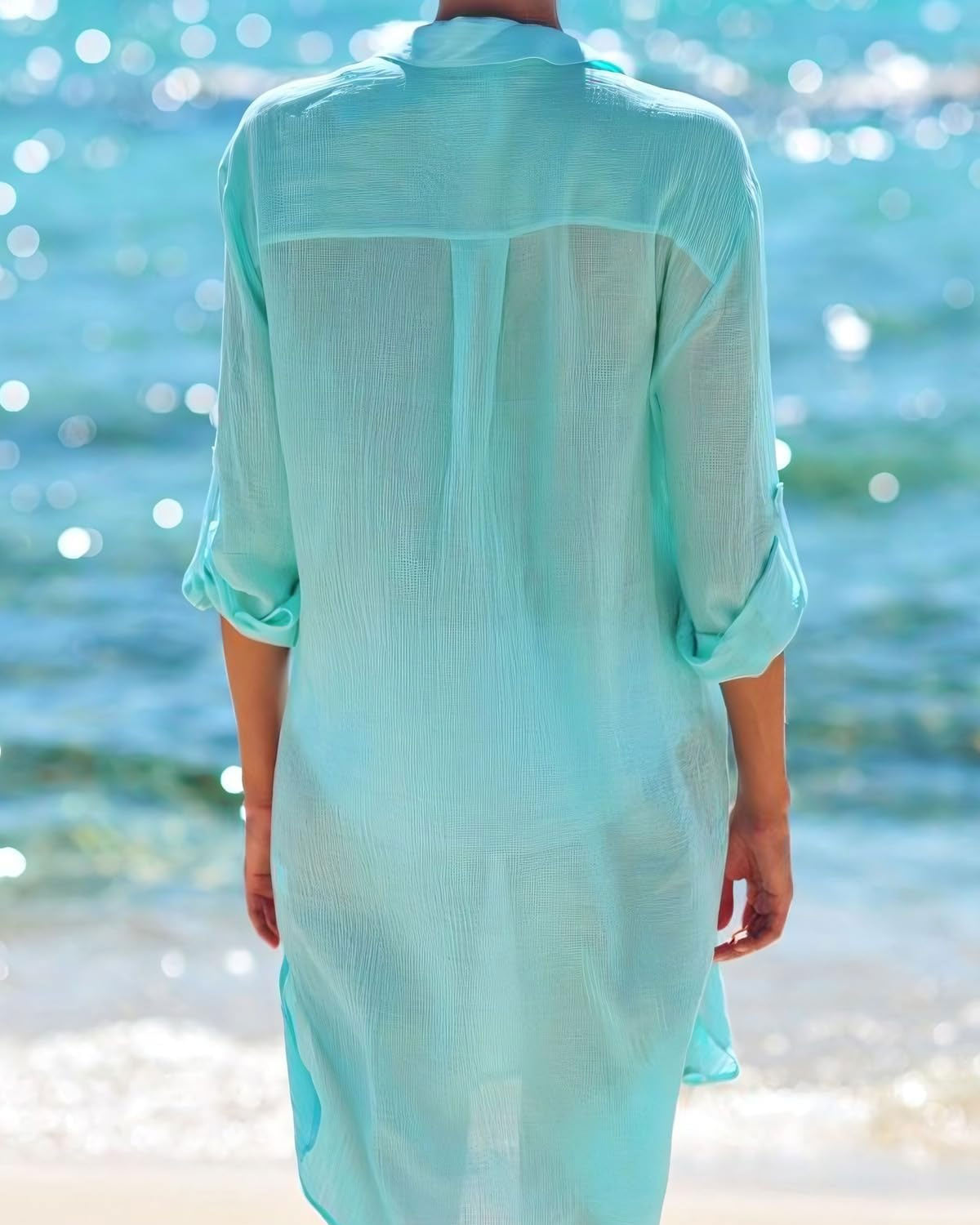 ZAVIREA® V-Neck Beach Cover-Up Shirt