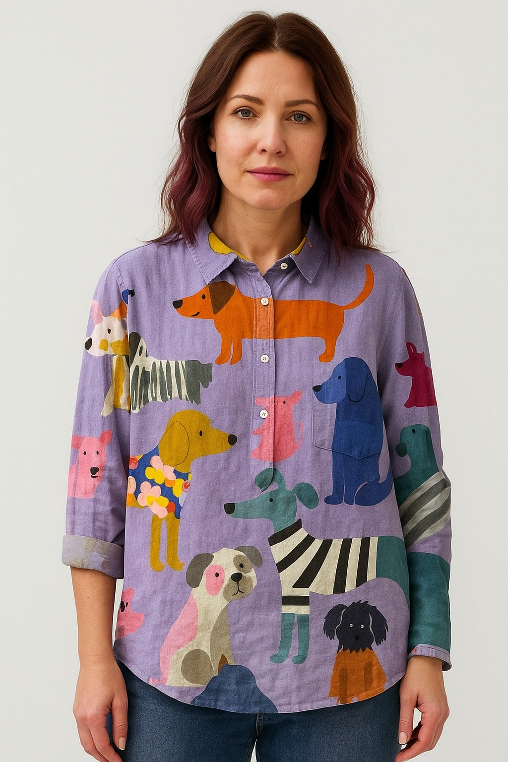 Lila Jane | Exclusive Women's Blouse with Dog Pattern