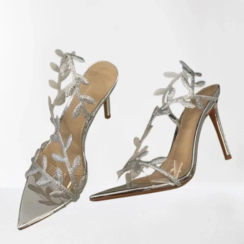 Zavirea Rhinestone Leaf Sandals
