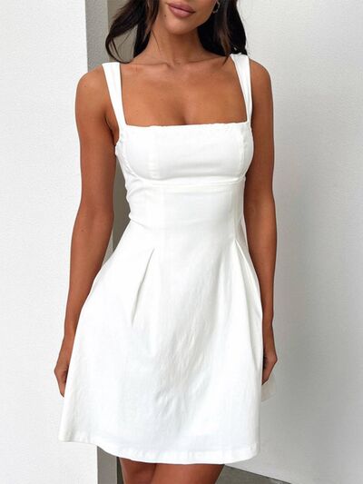Explore More Collection - Devine Bow Back Square Neck Mini Dress