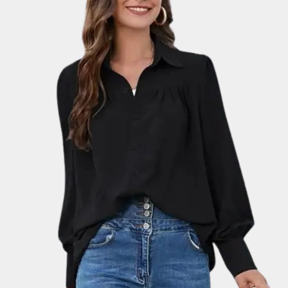 Women's Pleated Long Sleeve Blouse