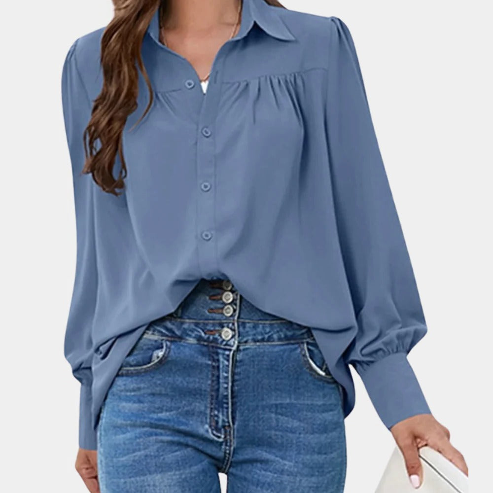 Women's Pleated Long Sleeve Blouse
