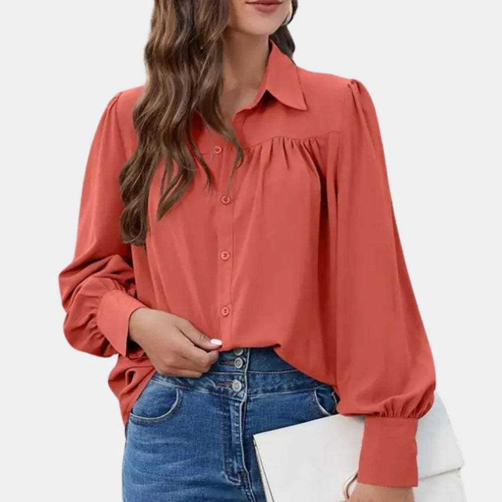 Women's Pleated Long Sleeve Blouse