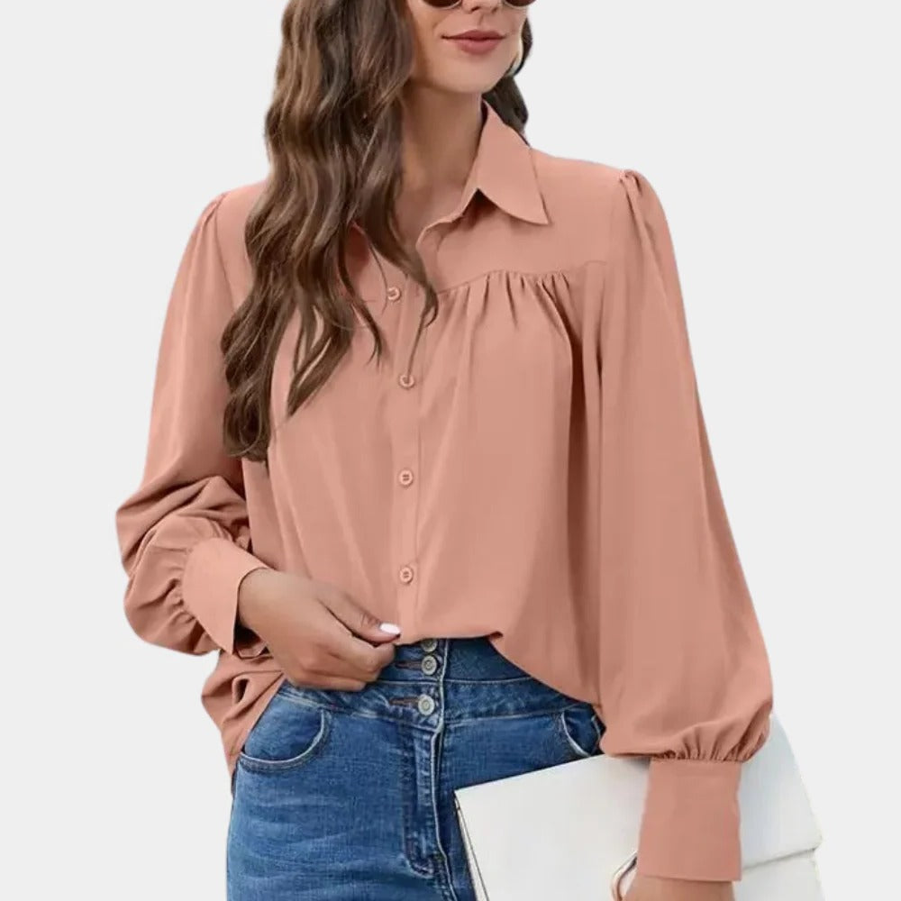 Women's Pleated Long Sleeve Blouse