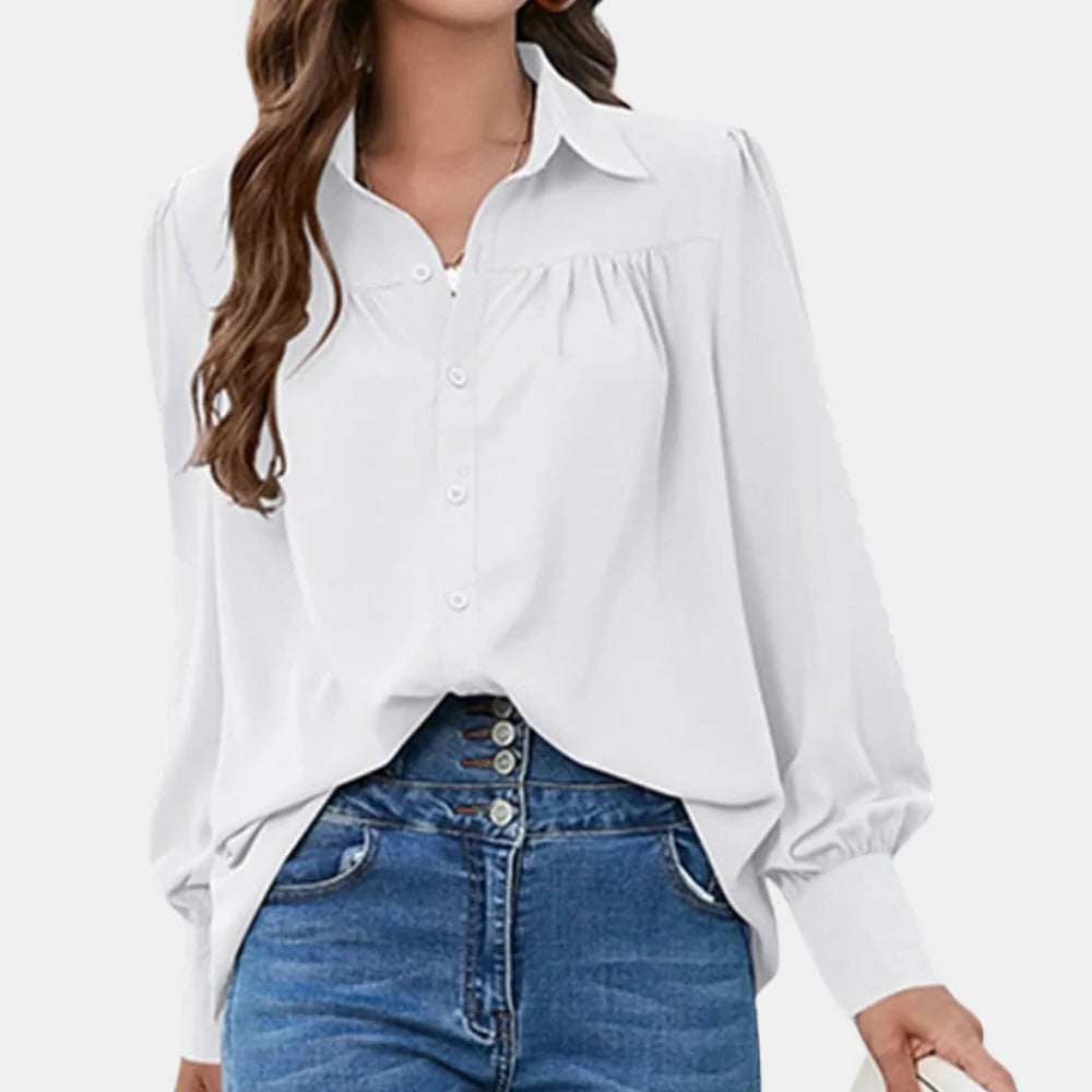 Women's Pleated Long Sleeve Blouse